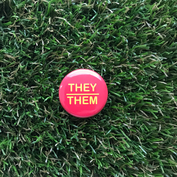 They/Them Pin-back Button NEW Double Denim Dude