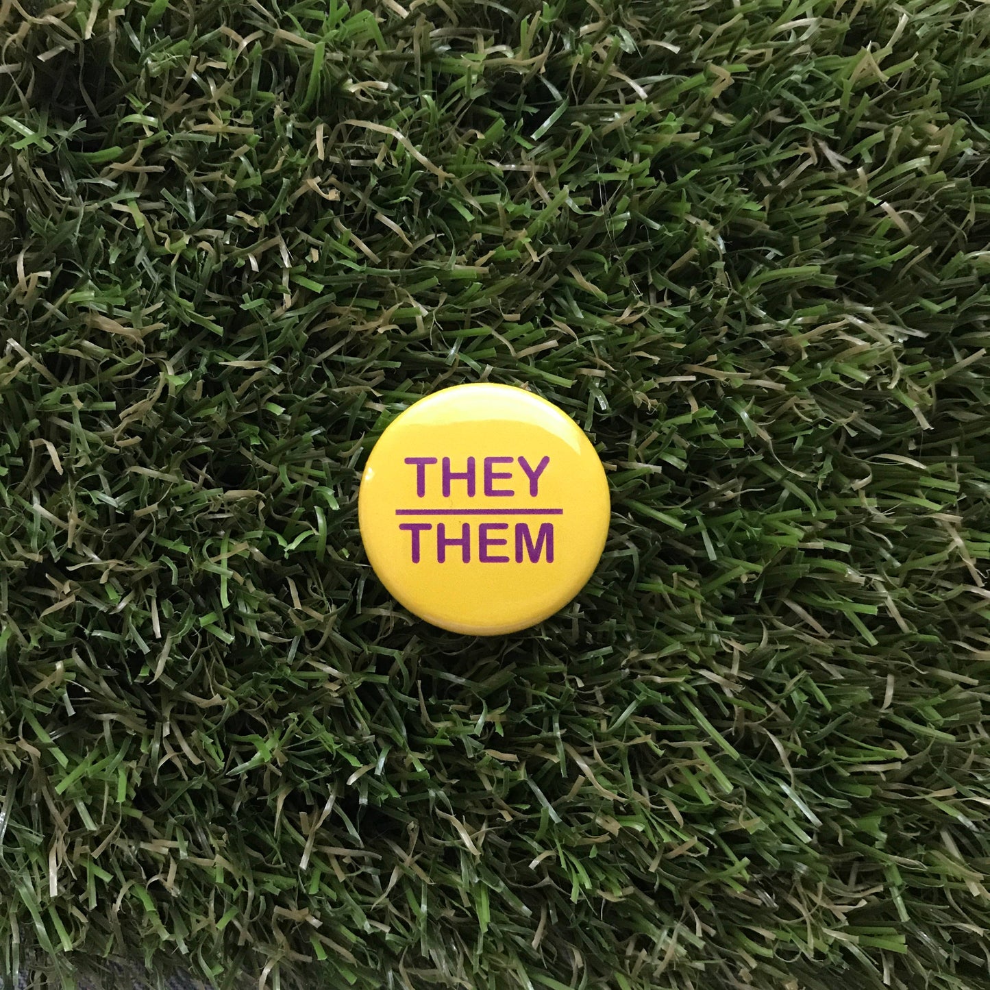 They/Them Pin-back Button NEW Double Denim Dude