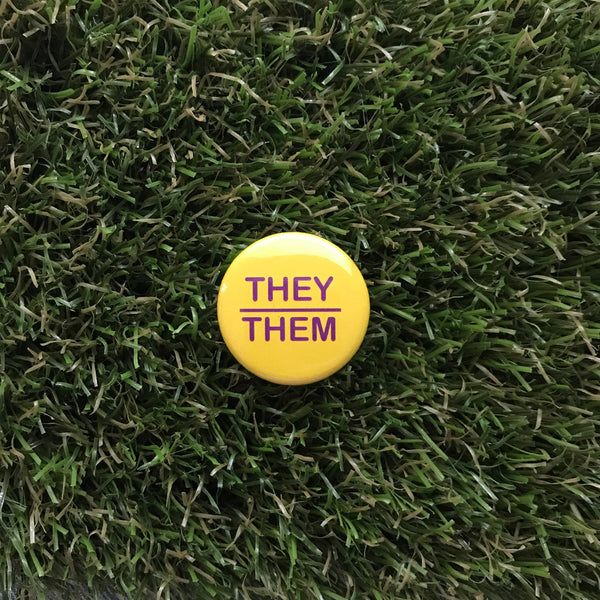 They/Them Pin-back Button NEW Double Denim Dude