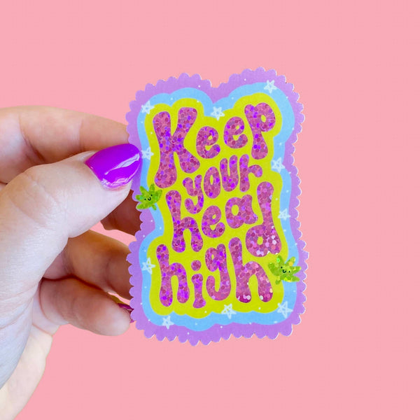 Keep Your Head High Glitter Sticker NEW The Peach Fuzz