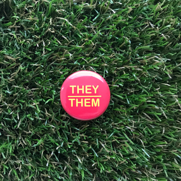 They/Them Pin-back Button NEW Double Denim Dude 