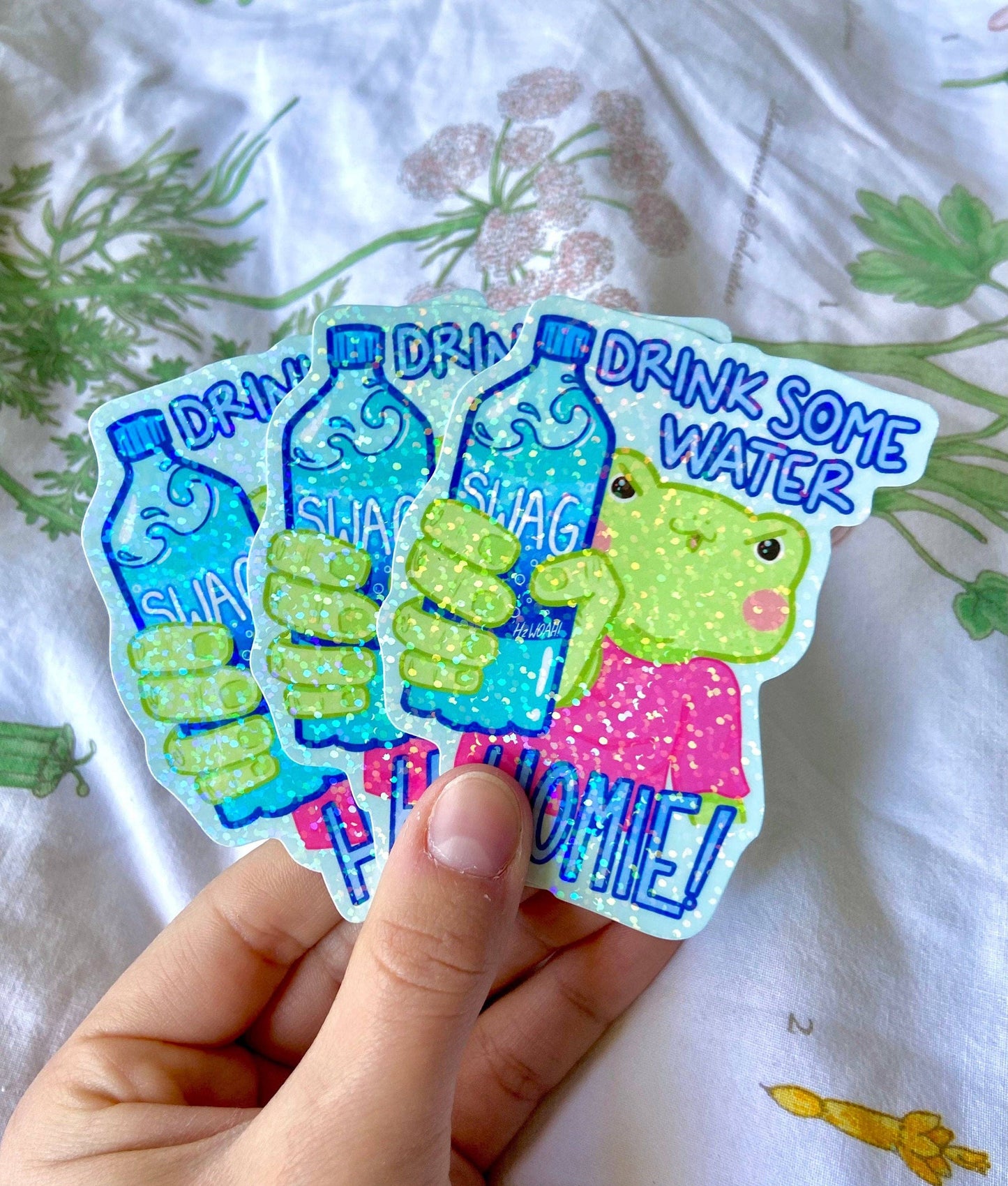 Drink Some Water Homie Frog Sticker NEW Hollandaize Art 